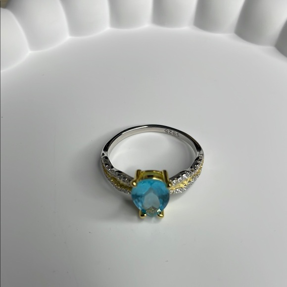 S925 Elegant Blue and Silver Ring aquamarine - Picture 5 of 8